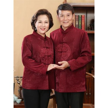 中老年人中式春秋裝爺爺奶奶過壽生日唐裝情侶裝夾克外套長袖外套