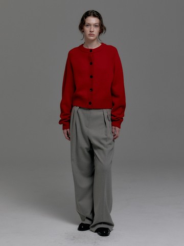 Wool Blend Two Tuck Semi Wide Pants_2 Color
