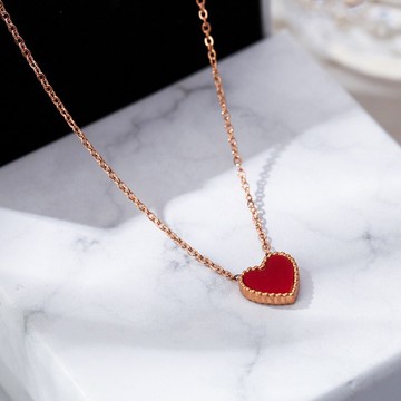 小紅心項鏈女韓版簡約學生森系紅白雙面愛心鎖骨鏈飾品