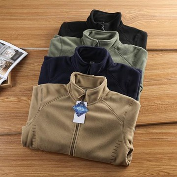 外貿搖粒絨夾克男寬松新款秋冬季保暖立領內膽外套美式徒步抓絨衣