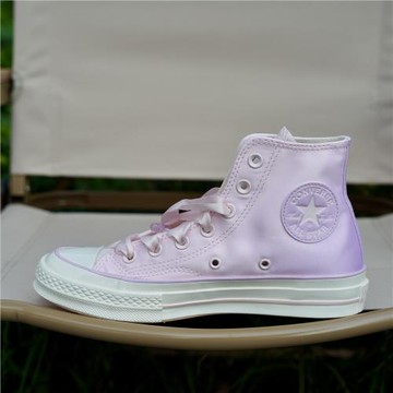 匡威正品1970S 女子高幫甜美櫻花粉紫漸變緞面婚鞋帆布鞋 A09109C