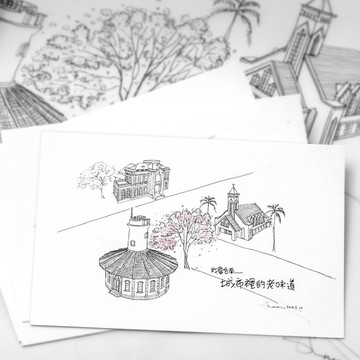 測候所手繪明信片