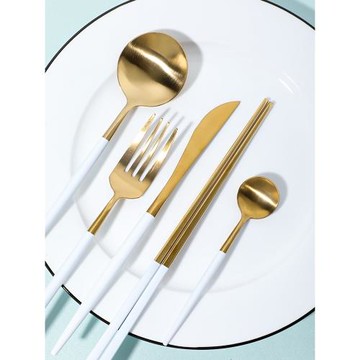 餐具套裝日式304不銹鋼餐具創意ins風西餐刀叉勺餐具輕奢餐具米木