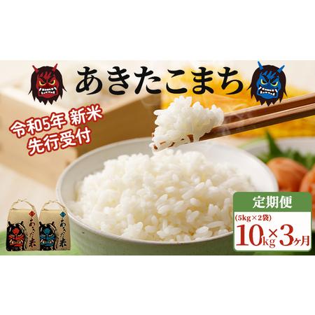 ふるさと納税 定期便 令和5年産 あきたこまち 精米 10kg（5kg×2袋）3ヶ月連続発送（合計 30kg）秋田県 男鹿市 秋田県男鹿市