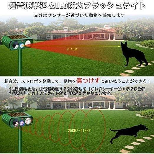 進化版 猫よけ 音波 動物撃退器 害獣対策 ソーラー式 センサー 猫撃退 猫退治 糞被害 鳥害対策 ネズミよけ 猫除け 鳥除け 犬除け 害獣撃退 犬