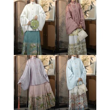 云出岫原創漢服明制立領提花琵琶袖短襖交領傳統漢服春夏秋冬