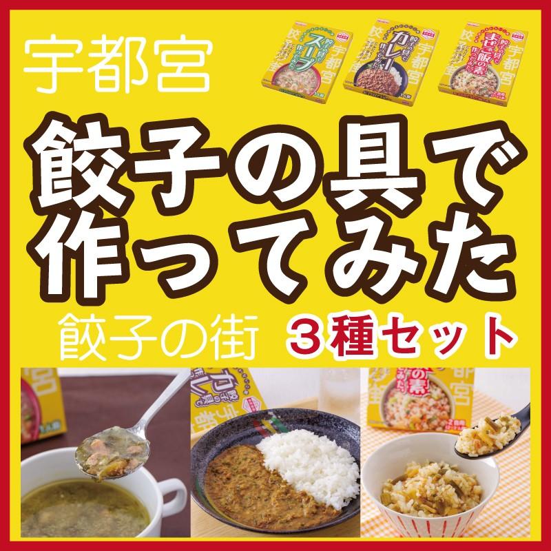 餃子の具で作ってみた 3種セット まぜご飯の素 スープ 餃子 カレー 栃木土産 宮島醤油