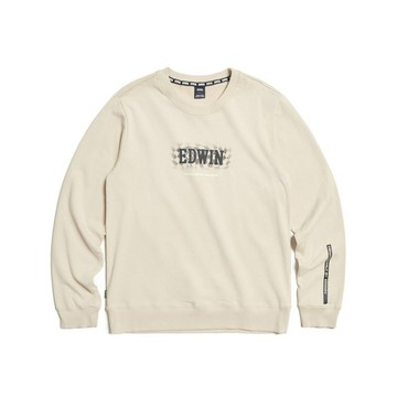 EDWIN 男裝 競速賽車旗長袖T恤 (灰卡其) #上衣