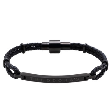 【THEODORA'S】夢想 真皮金屬釦磁吸手環-男款黑【希奧朵拉】