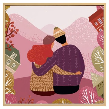 BOLUO GALLERY 菠蘿選畫所 擁抱幸福 掛畫 APLS4428G  40 x 40cm  金色