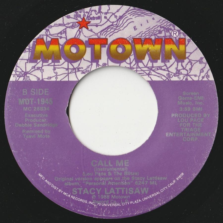 Stacy Lattisaw Call Me (Origianal Version)   (Instrumental) Motown US MOT-1945 202829 SOUL FUNK ソウル ファンク レコード 7インチ 45