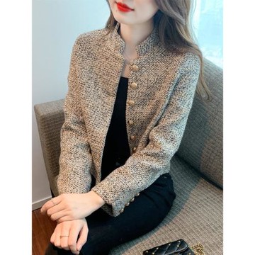 正品哥家女裝2025新款秋冬立領名媛小香風粗花呢子短款小個子外套