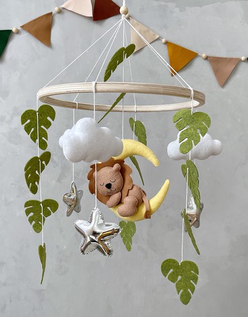 野生動物園嬰兒床鈴獅子 叢林嬰兒床鈴 兒童房氈床鈴