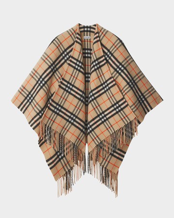 Charlotte Check-Print Wool-Blend Cape