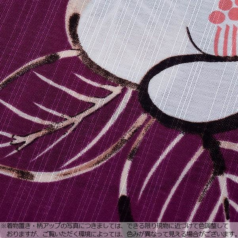 C 美品 夏物 椿の花模様 紫 化繊 薄物 絽 紗 小紋 着物 C 美品 夏物 椿の花模様 紫 化繊 薄物 絽 紗 小紋 着物（楽天