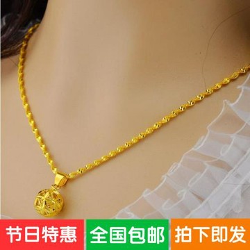 沙金項鏈水波光面轉運珠子越南金項鏈黃金鍍金男女久不掉色