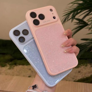液態膚感閃粉手機殼 全包鏡頭 帶鏡頭膜 防摔手機殼適用於iPhone 17 16 15 14 13 12 Pro Max