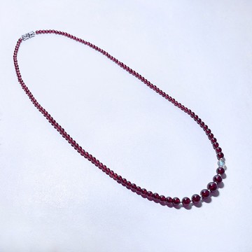 天然礦石 紅石榴石 藍光拉長石 925純銀 塔鍊 項鍊