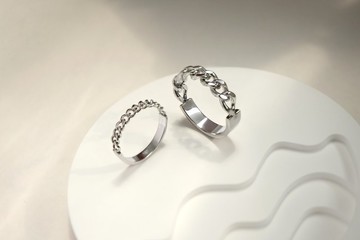 【客製化禮物】日落餘暉。鍊條戒指 情侶對戒