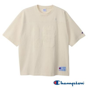 Champion 官方直營 男款 Action Style重磅寬版貼布立體繡C短袖TEE-淺米色(C3-B317-033)