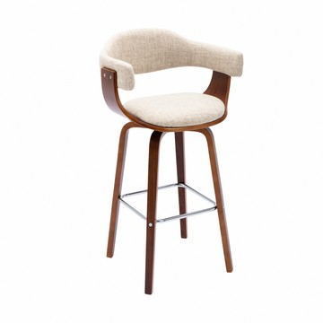 E-home Nelly奈莉布面曲木可旋轉固定吧檯椅-坐高71cm-兩奶油色