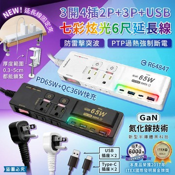 【PTP氮化鎵USB超閃充延長線】高溫過載自動斷電雙重保護 25W 65W 35W延長線 防雷擊 愛生活【LD951】