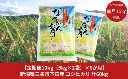 [新米定期便 10kg（5kg×2袋）×6か月] コシヒカリ 新潟県三条市下田産 こしひかり 計30kg 令和5年産米 6か月連続でお届け  [JAえちご中越]