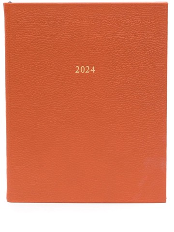Aspinal Of London - 2024 Quarto leather diary - unisex - Paper/Calf Leather - One Size - Orange