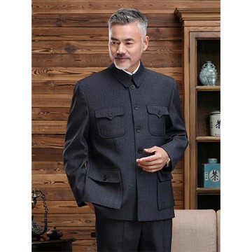 老年人中山裝外套男加絨加厚爸爸裝秋冬季民國風上衣中山服爺爺裝