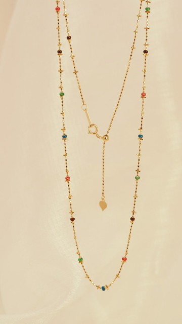 18K金彩虹琺瑯珠項鏈18K Gold The Rainbow Enamel Bead Necklace
