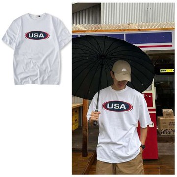 DITION美式USA復古水洗短袖上衣 落肩寬版短T