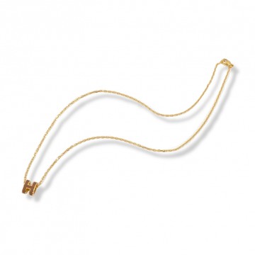 HERMES 愛馬仕 經典 mini POP H 項鍊 (金棕 Gold x 金鍊)