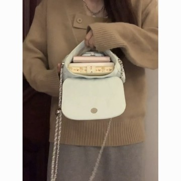 鏈條質感斜挎小包女2024新款高級感精緻手機小包包軟皮夏天雲朵包