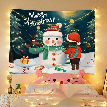 聖誕掛布 聚酯纖維  95 x 73cm  聖誕樹雪人 多色  1個