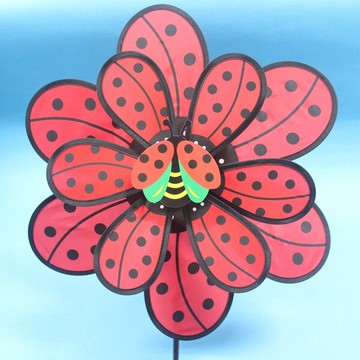 38cm 大瓢蟲 雙層風車 6片大加小 彩色風車 /一支入(促90) 布面風車 -YF8979【APP滿額下單10%點數(單一帳號最高5000點)】1/31止