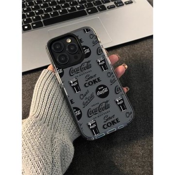 韓國趣味個性可樂涂鴉蘋果手機殼適用iPhone15軟殼16promax小眾15promax保護套15pro黑邊透明x防摔14promax女