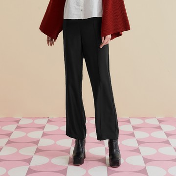 OUWEY歐薇 俐落都會全長微寬直筒褲(黑色；S-L)3233326546