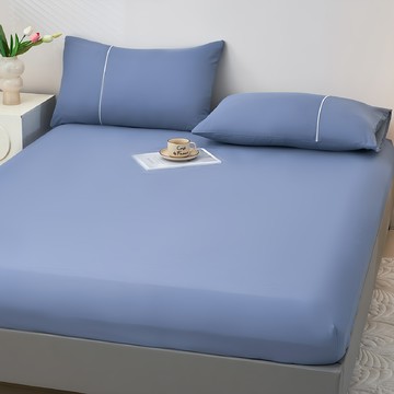 NATURALLY JOJO 50%素色抗菌天絲床包  微醺藍  雙人  床墊套 + 枕套組