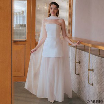 OMUSES 手工多穿式白色長禮服
