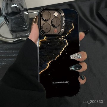 ✨限時下殺✨熒光黃金海浪適用蘋果iPhone16/15/14硬殻15PRO/14PRO創意XR/XS