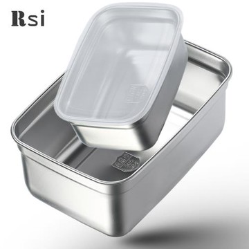 304不銹鋼保鮮盒帶蓋果醬盒長方形泡菜盆展示盤食物雜糧收納味斗