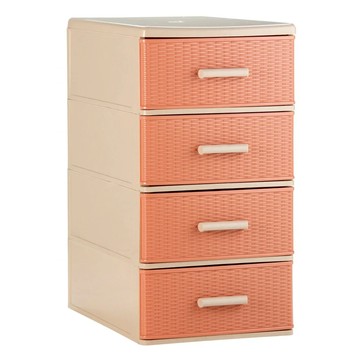 304 收納櫃  藤木 橘色 + 米色  4層