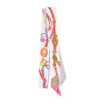 Hermes 愛馬仕 Pointille Brides de Gala Applique Pique 奢華馬籠頭雙色 Twilly絲巾(白/玫瑰/藍)