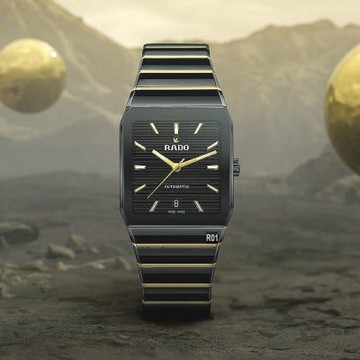 三月漲6% RADO 雷達表 限定Anatom方拱形黑陶瓷金鍊節機械錶32.5㎜ R01 (R10200152)