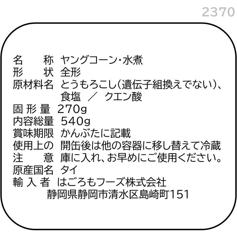 はごろも ヤングコーン タイ産 540g (2370)×2個