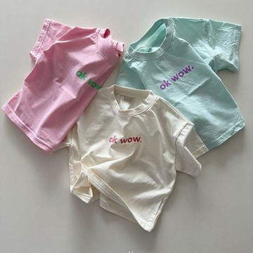 Mini baby🌷兒童清新短袖T恤夏季男女童字母印花休閒範百搭韓版上衣