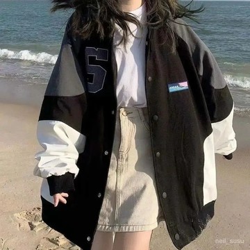 P3-【限時特賣】棒球外套 女生外套 棒球服 飛行外套 夾剋外套 新款韓版拚色棒球服外套男女春秋學生復古寬鬆百搭潮牌夾痞