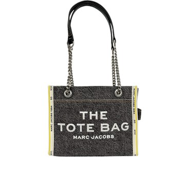 [平輸]MARC  JACOBS 棉質牛仔布鏈帶小款托特包/肩背包(黑色)