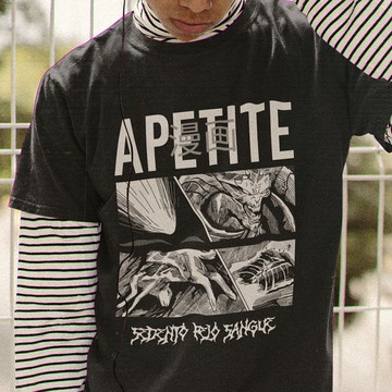 日系恐怖漫畫街頭風格 100% 純棉中性款 T 恤