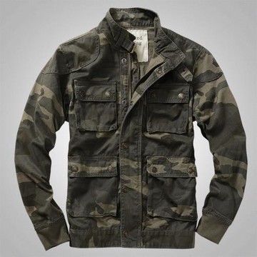 重磅美式復古M65迷彩服工裝上裝多口袋寬松男夾克戶外外套休閑潮